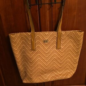 Michael Kors Tan Chevron Totes with Leather Handles